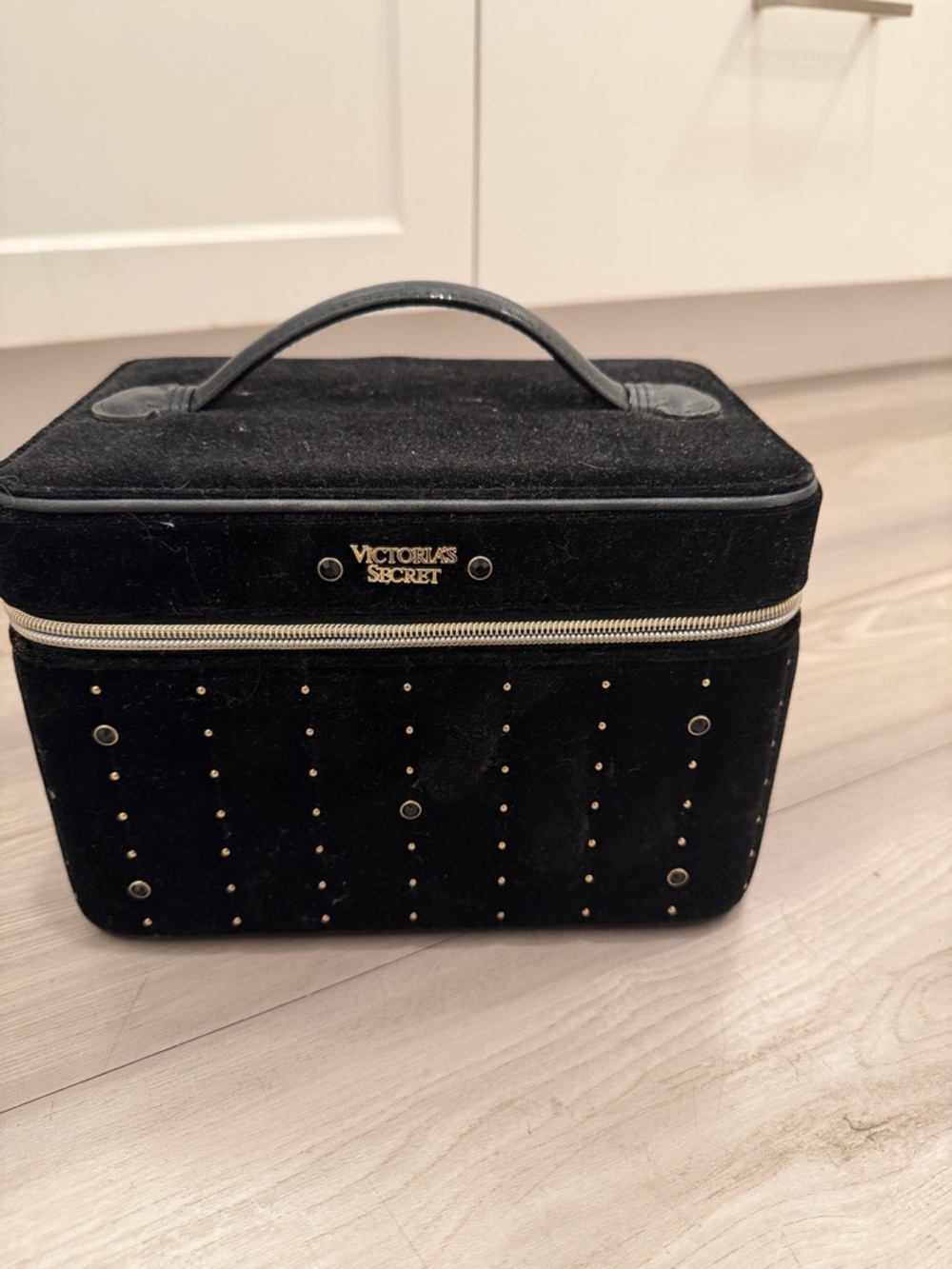Victoria's Secret Black Velvet Studded Cosmetic Case